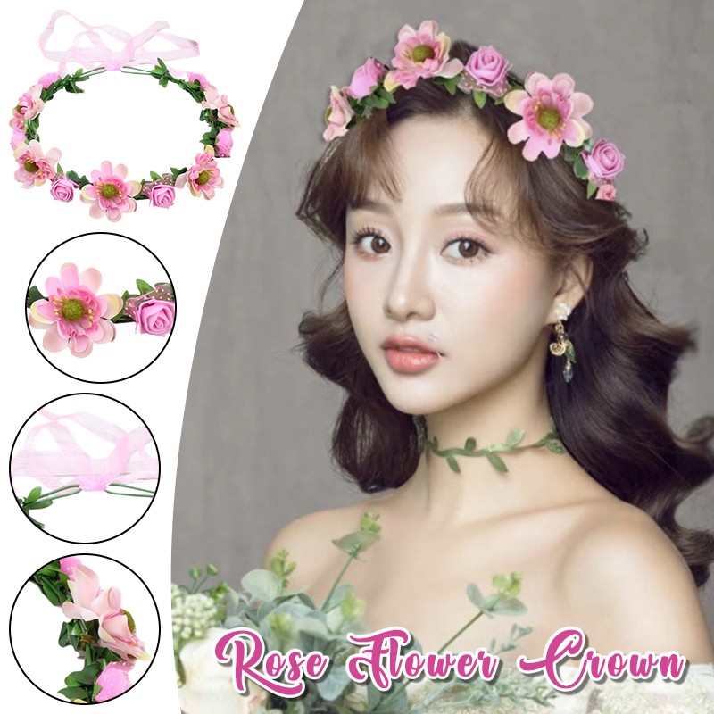 Bohemia Flower Crown Headband Artificial Floral Garland Bridal Halo Headpiece