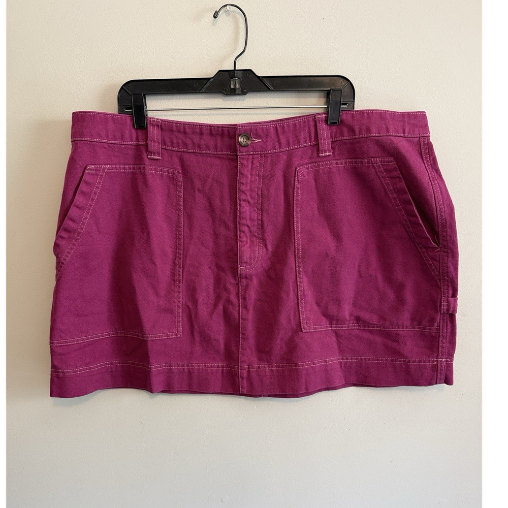 Old Navy Pink Cotton Twill Solid Mini Skirt Button Zip Pockets Plus Size 20