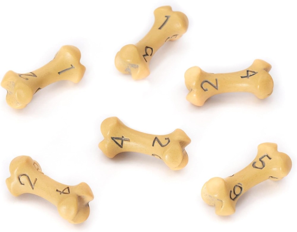 D6 Dice Set - of Six 6 Sided - Skull & Bone Ancient Yellow