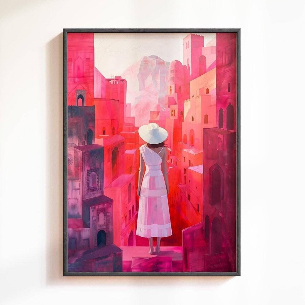 Woman In White Dress Oil Painting Print Back Of Women Poster Impasto Modern