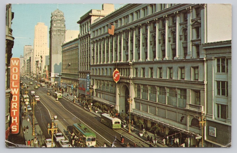 1972 Market Street San Francisco CA Woolworth's Bank of America Trolleys