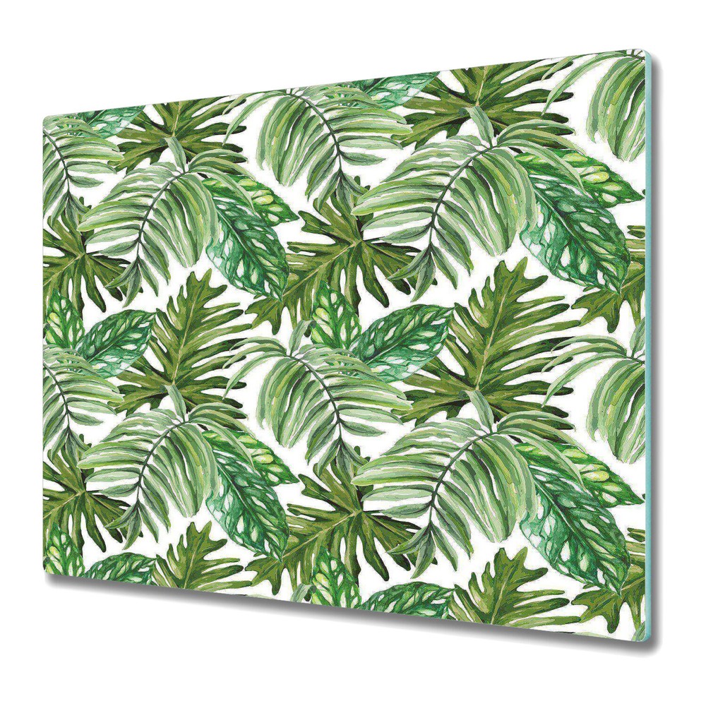 Glass Kitchen Chopping Board Jungle Leaves Exotic Tropical Banana Leaves 60x52