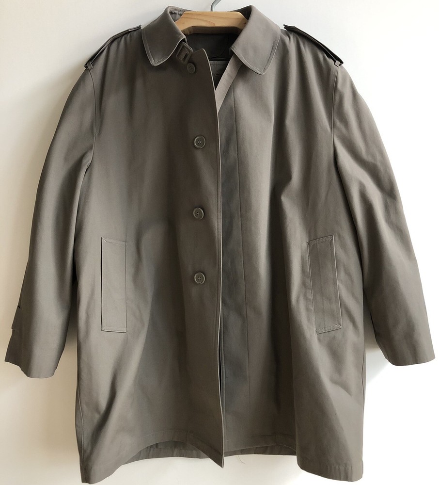 Oleg Cassini Men’s 44 Short Trench Coat All Weather Gray Removable Liner Quality