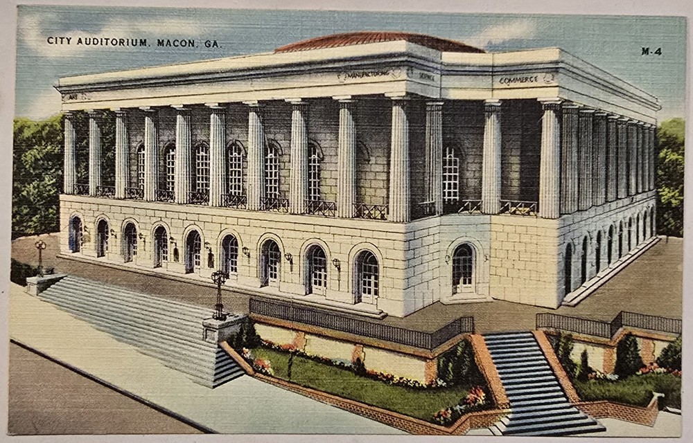 City Auditorium Macon Georgia Vintage Linen Postcard Unposted