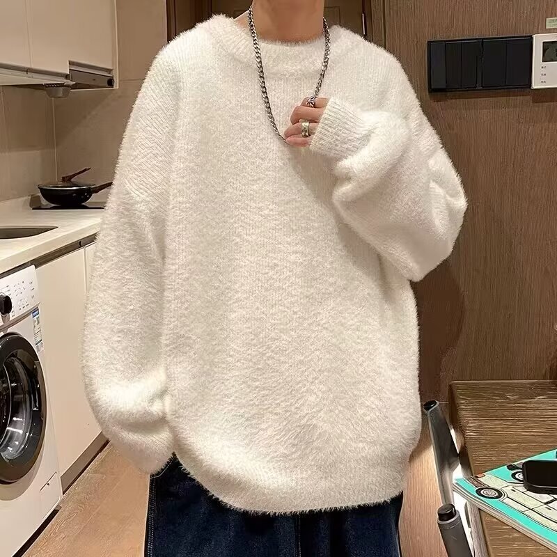 Sweater Men's Mink Fur Autumn/winter American Retro Knitted Casual Soft Sweater