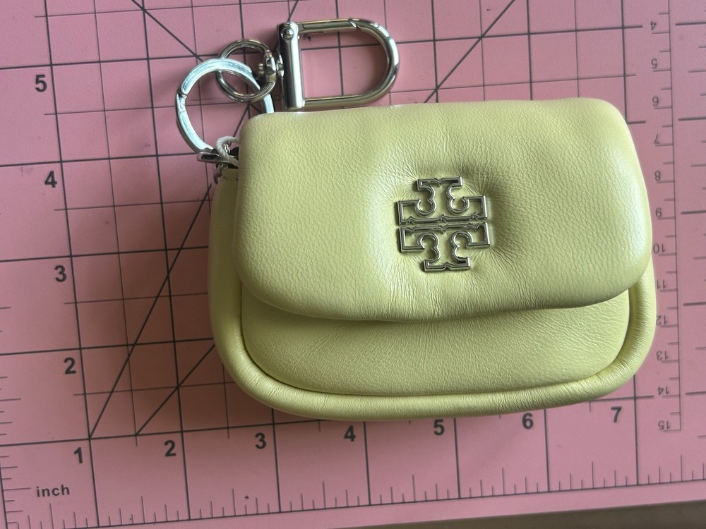 Nwt Tory Burch Britten Leather Puffy Card Case Color Sand Dune $170