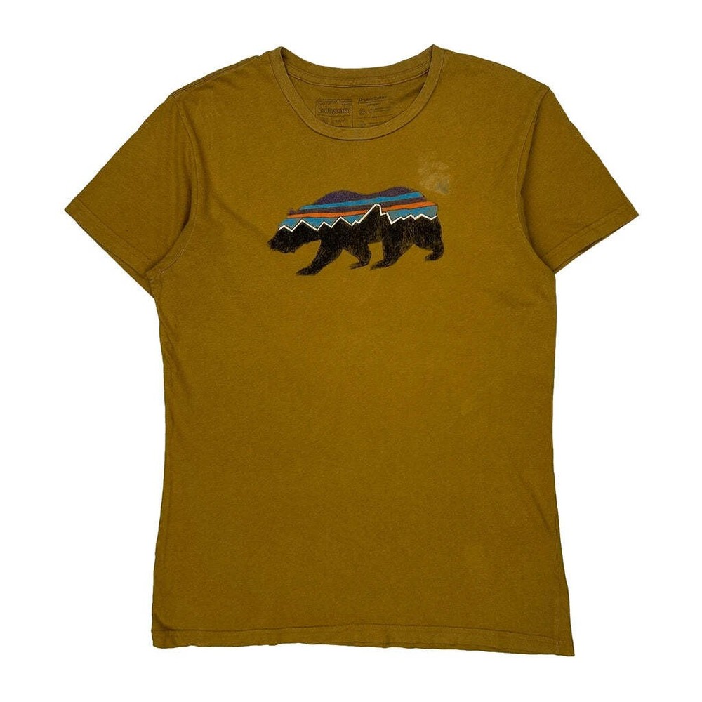 Bear Graphic Patagonia Slim Fit T-Shirt - Medium Brown Cotton