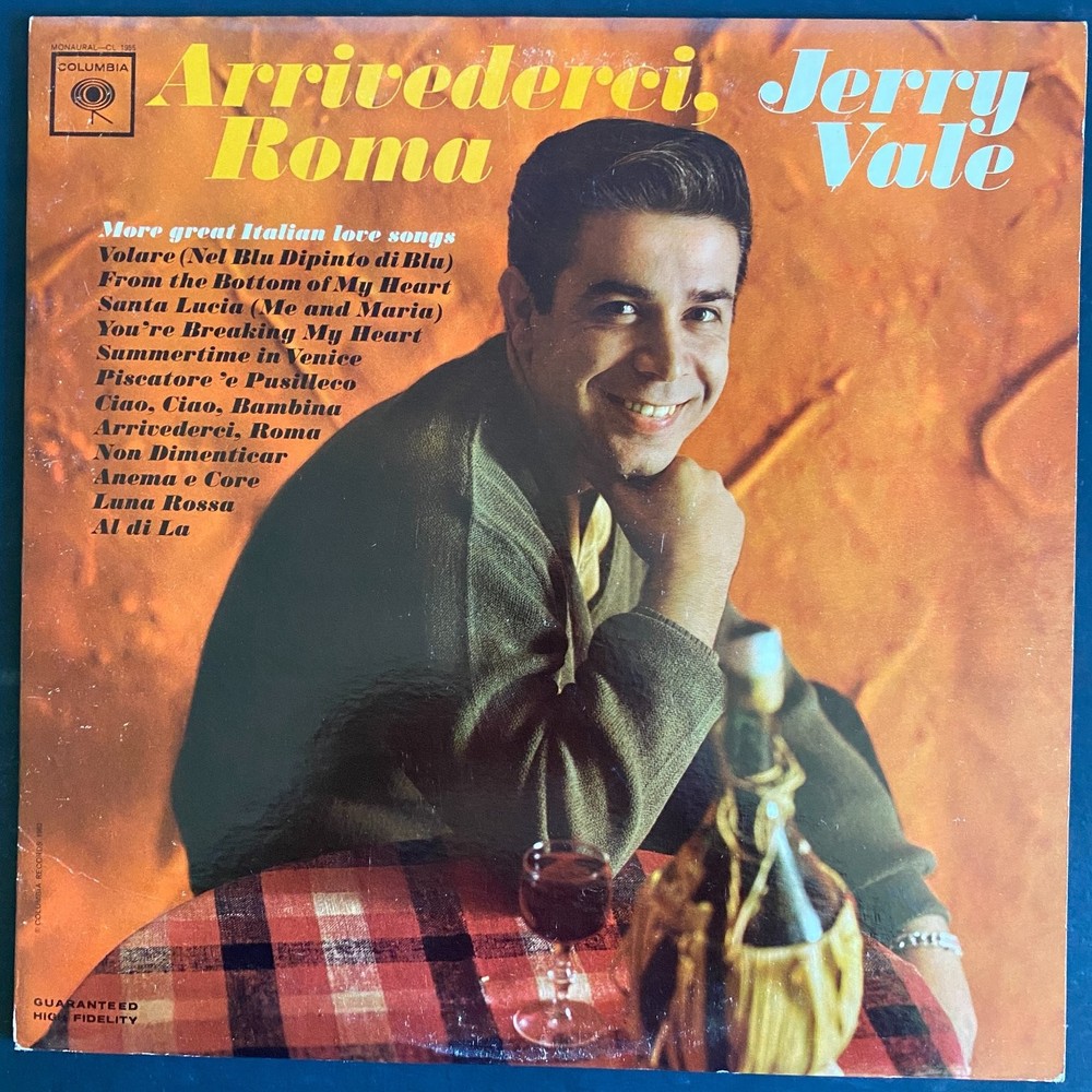 Jerry Vale – Arrivederci, Roma LP Record 1963 Columbia Italian Vocal 33 RPM