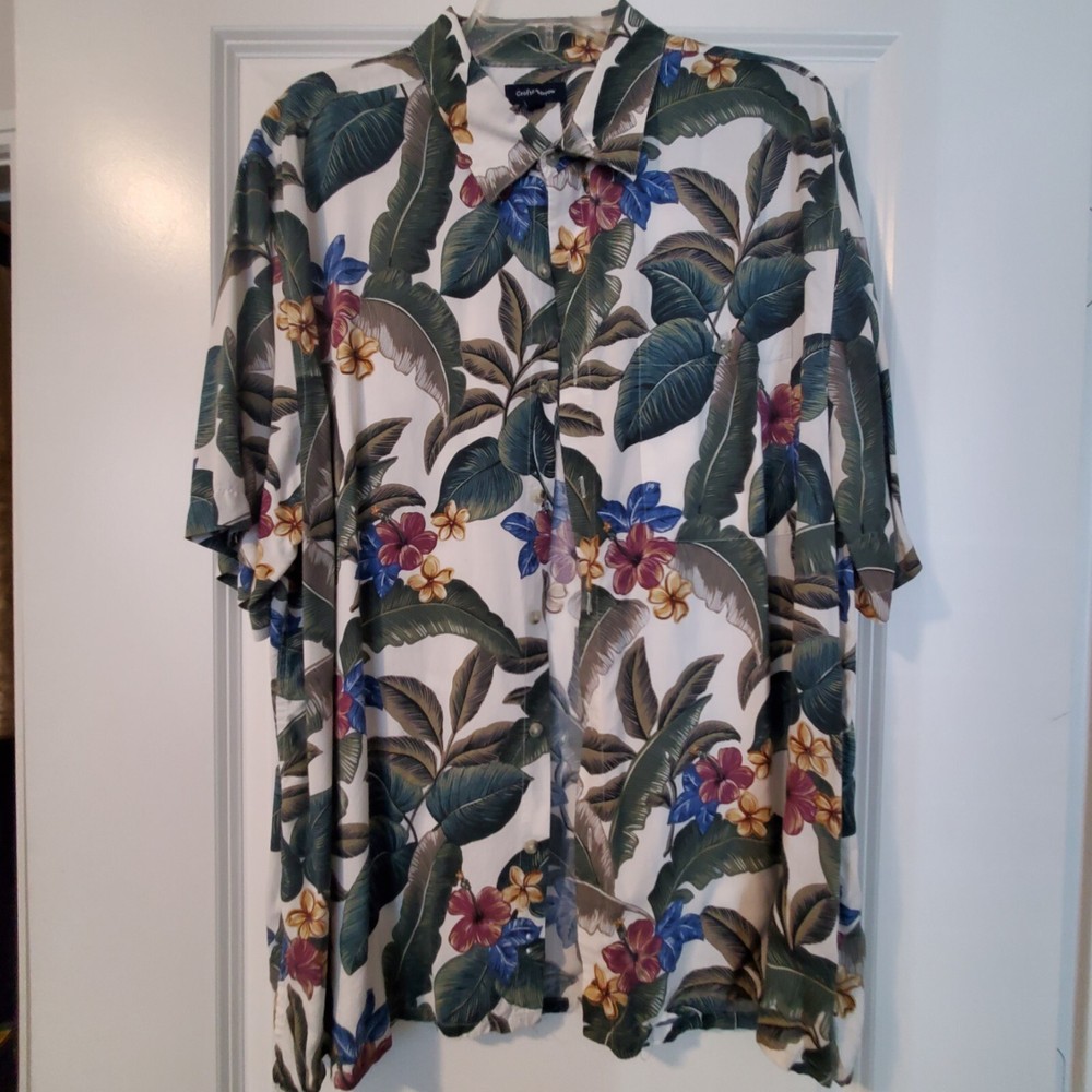 Croft & Barrow XL Men's Hawaiian Shirt- Floral Tropical- Rayon?- Beach Polynesia
