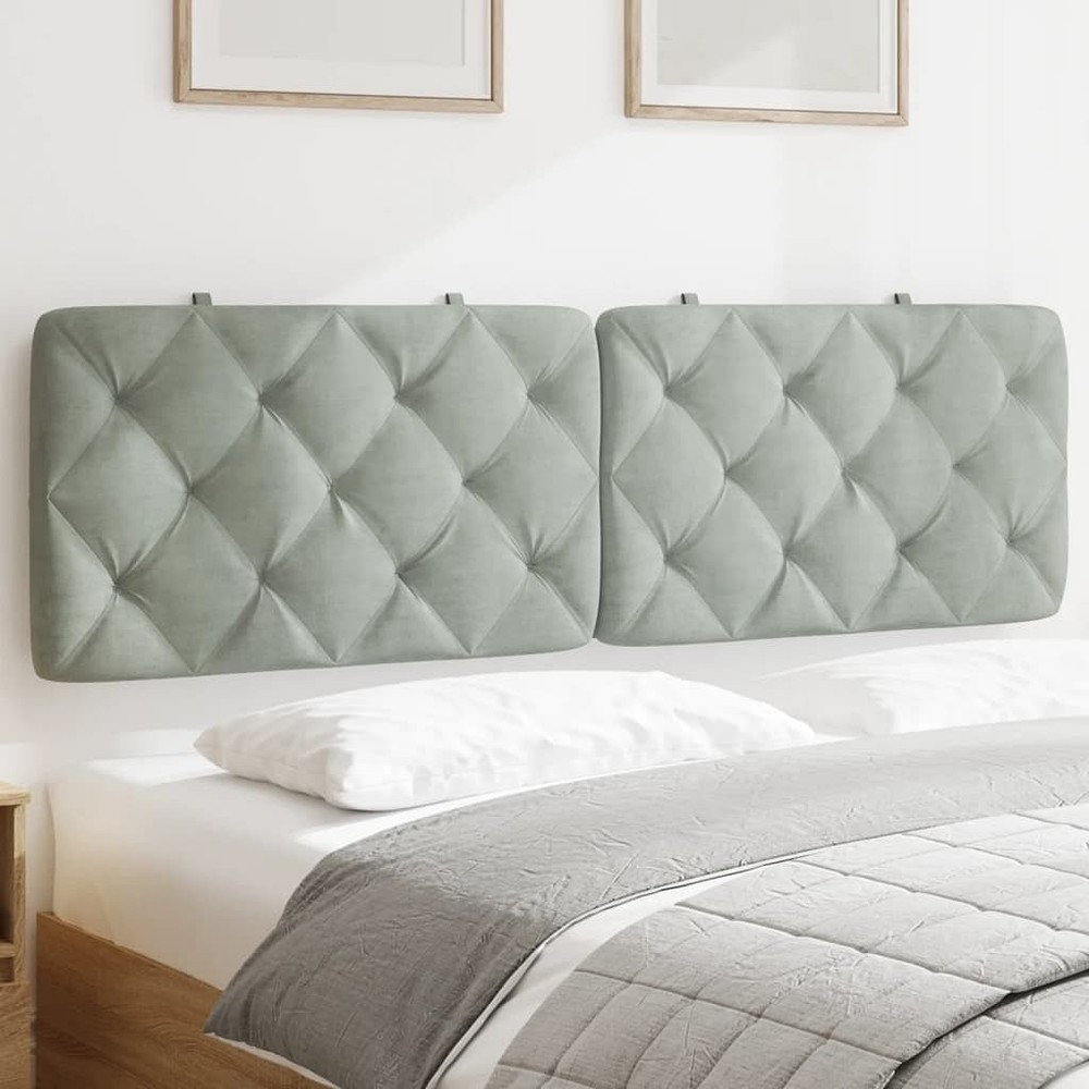 Light Grey Velvet Headboard Cushion 59.8 Inches with Removable Covers