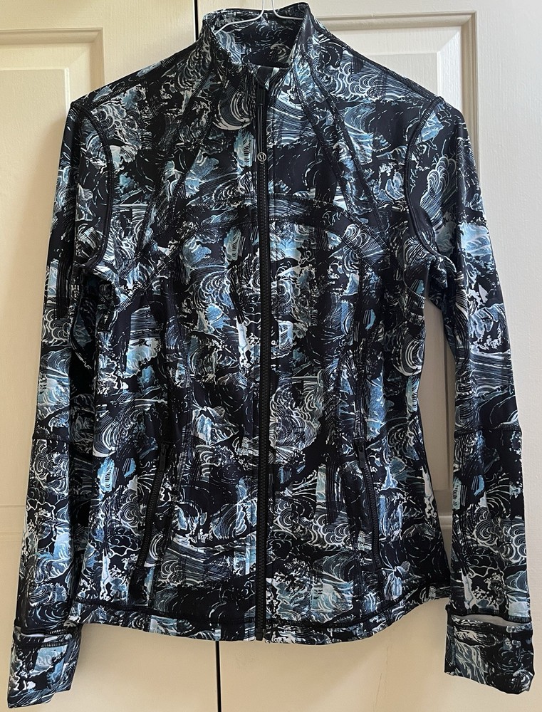 🍒LULULEMON sz 12 DEFINE Jacket ETERNAL WAVE STARLIGHT Black/Blue/White *NULUX