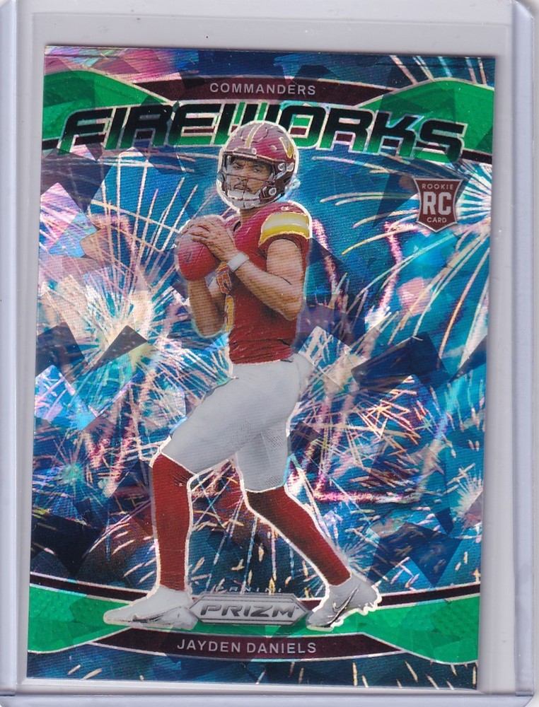 2024 Prizm Jayden Daniels Fireworks Green Ice Prizm RC #24 Commanders