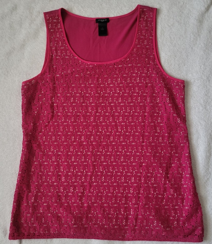 Ann Taylor Sleeveless Tank Top Women's M Pink Knit Layered Top