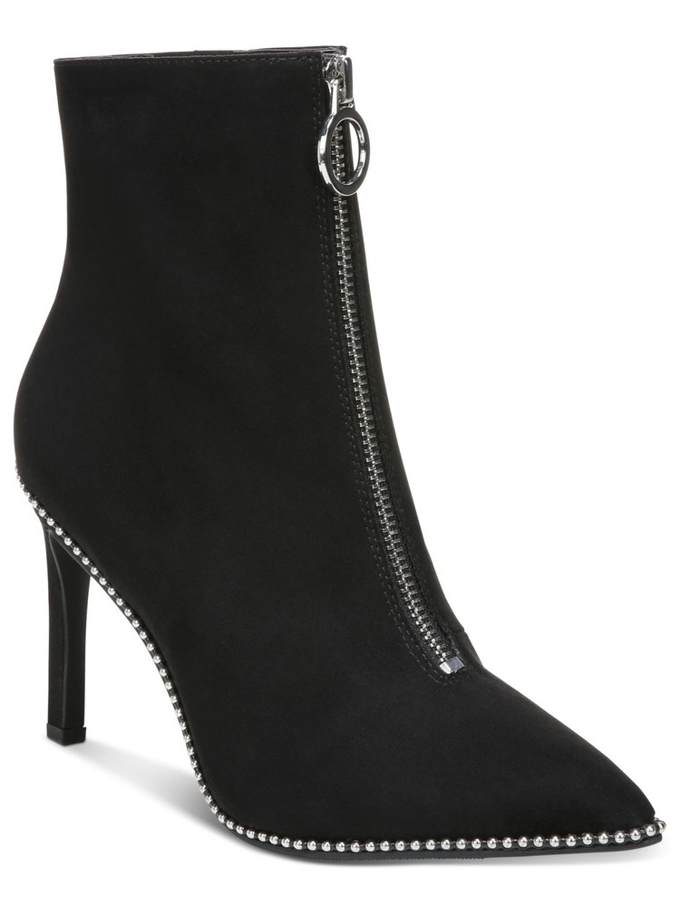 BAR III Womens Black Studded Pointed Toe Stiletto Booties Comfort Heels Size 7.5 M