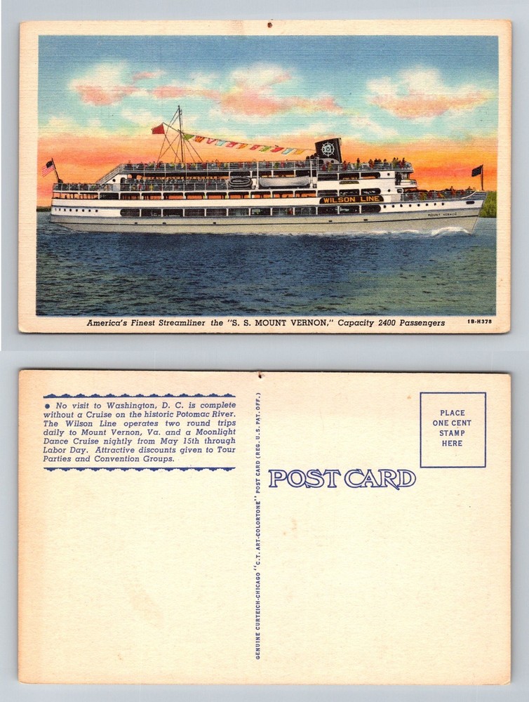 Mount Vernon, Washington DC-USA, S.S. Mount Vernon Streamliner Vintage Postcard