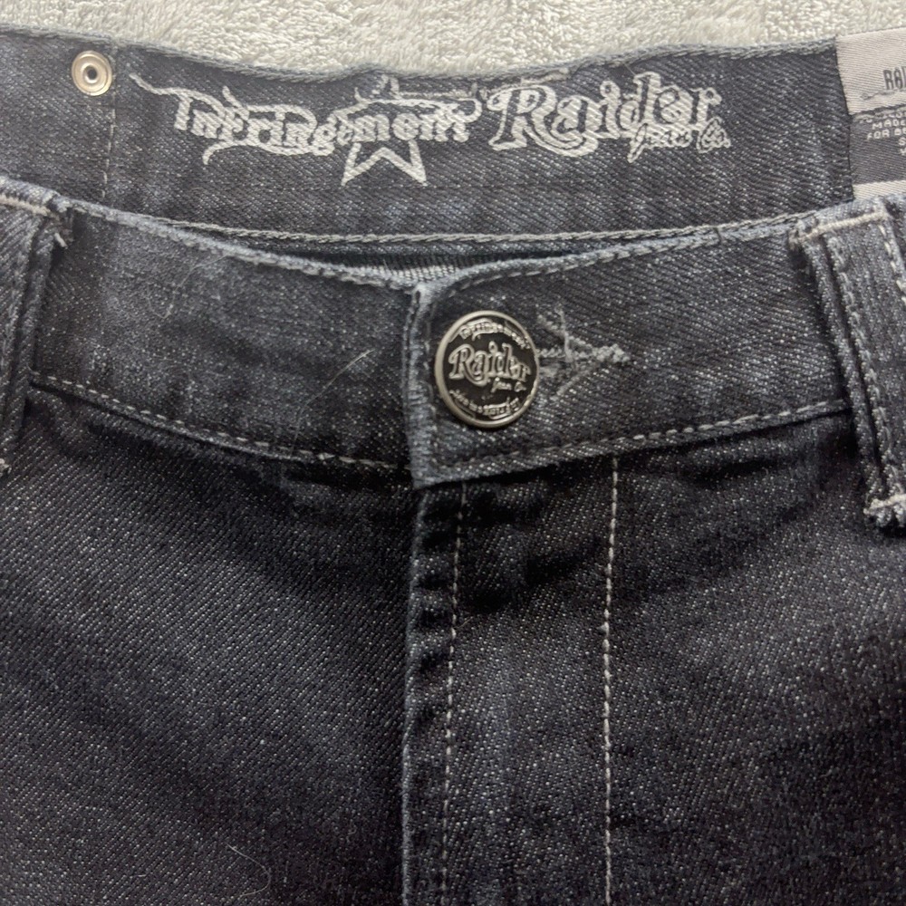 Raider Jean Shorts 36x14 Black Infringement Stitching Grunge Baggy Hip Hop