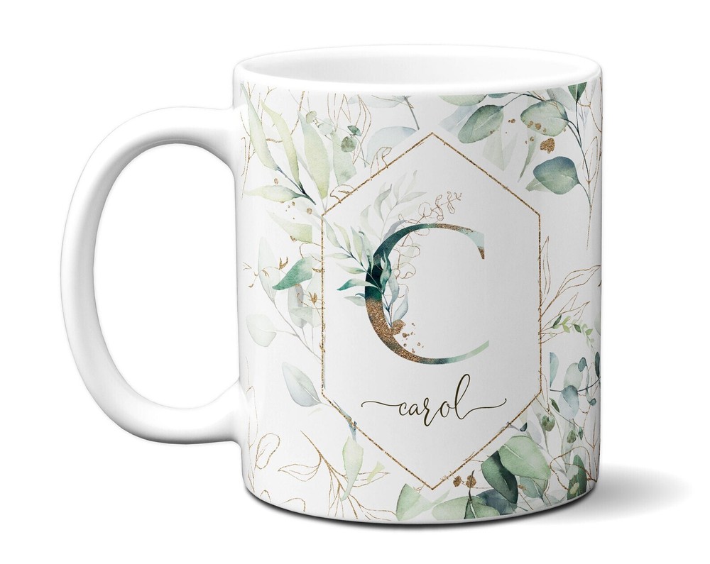 Beautiful Floral Monogram Initial Letter Name Mug Custom Flowers Microwave &