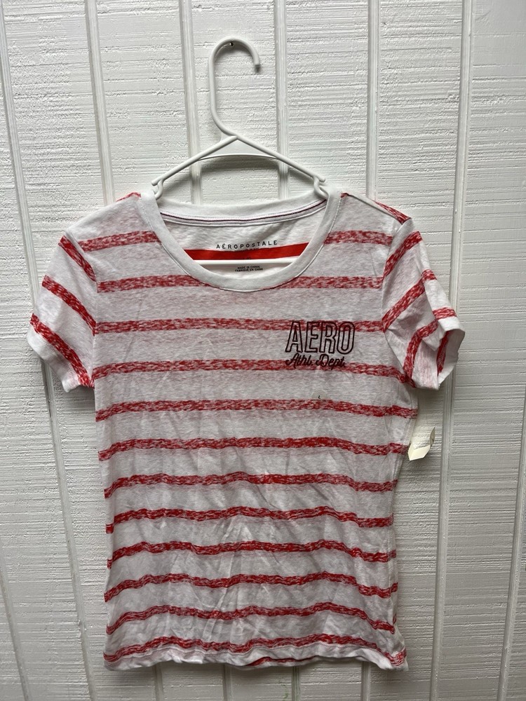 Aeropostale Women’s Large NWT Red/White Striped Tee Lightweight Graphic AERO