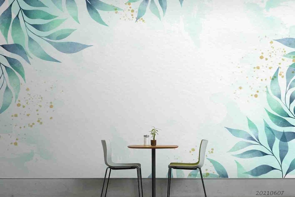3D Plants Leaves Watercolor Wall Murals Wallpaper Murals Wall Sticker 15