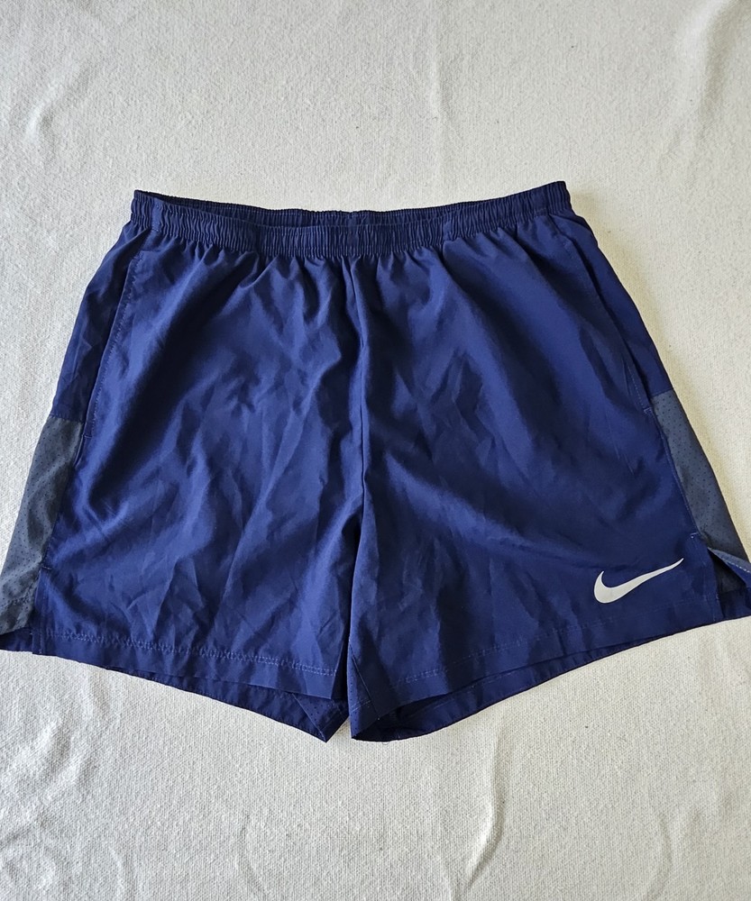 NIKE DRI-FIT Size L Womens Blue Stretch Waist Drawstring Running Shorts