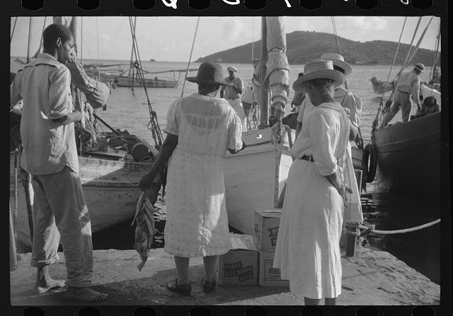 Photo:St Thomas Harbor Virgin Islands 1941 Tortolla Wharf Dock Scene