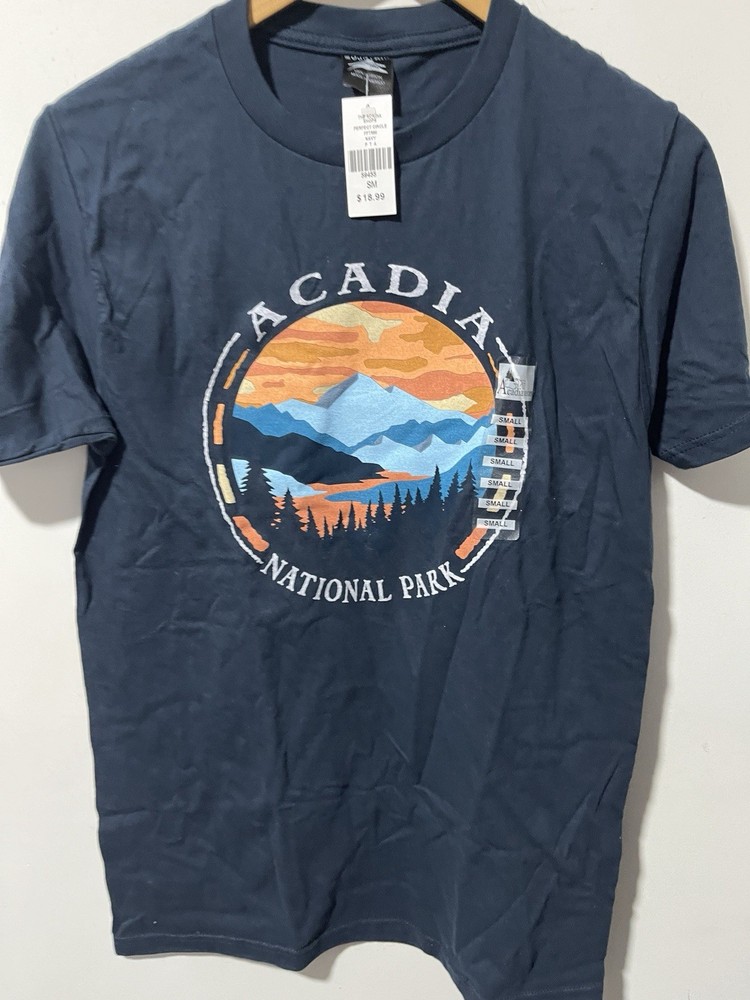 Acadia National Park Graphic Logo T-shirt Prairie Mountain Size S Small NWT-image