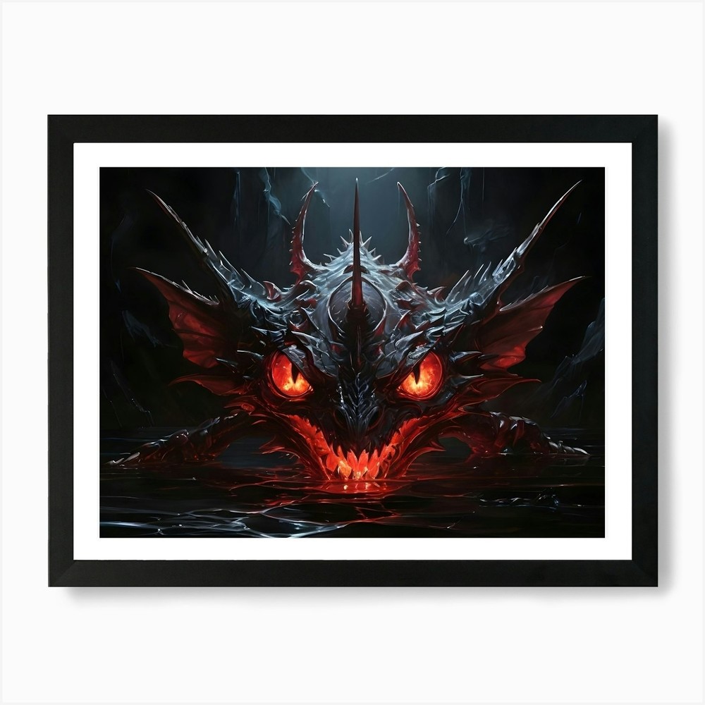 Red Dragon Framed Canvas Wall Art Print Poster Picture  