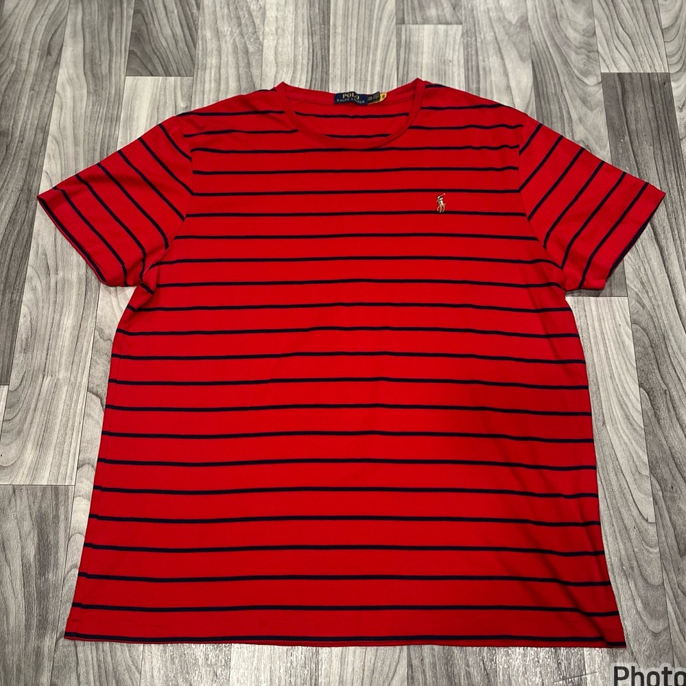 SIZE XXL MENS POLO RALPH LAUREN STRIPED CREWNECK TSHIRT (READ DESCRIPTION)