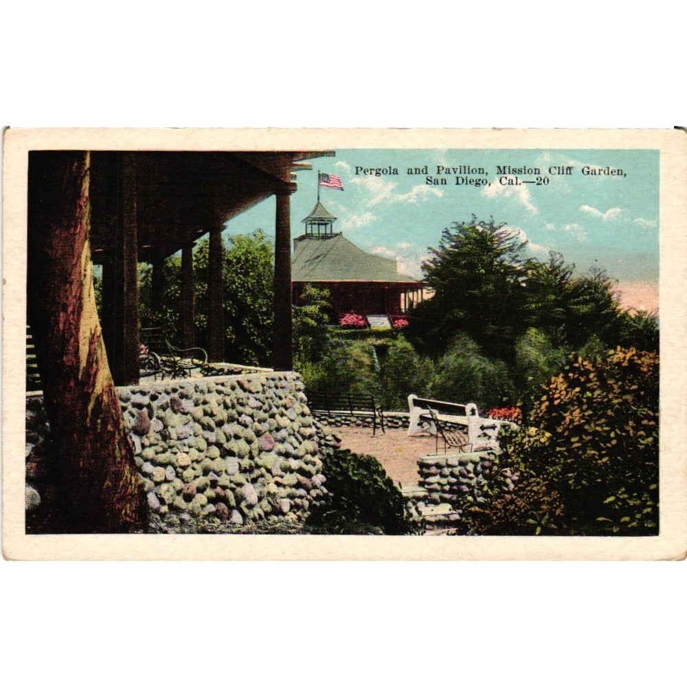 Vintage Mission Cliff Garden San Diego California Pergola Pavilion Postcard 20