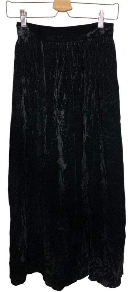 Vintage 90s Velvet Maxi Skirt Womens XS Black Goth Witchy Victorian Romantic 80s