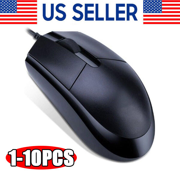 USB 2.0 Optical Wired Scroll Mouse for PC Laptop Notebook Desktop in Black
