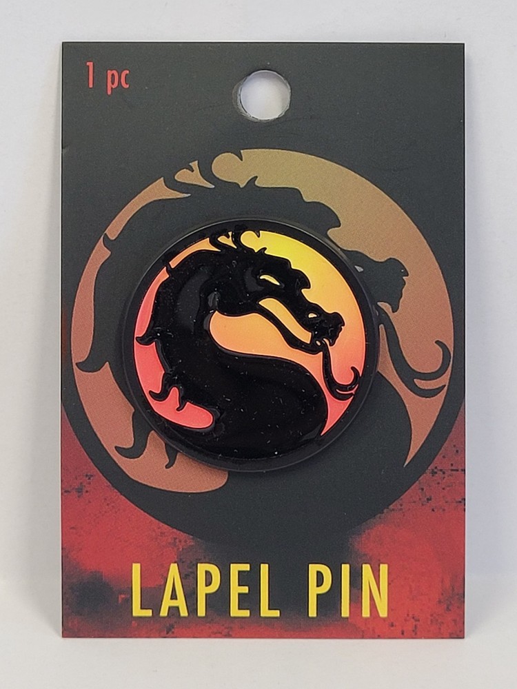 Embossed Enamel Lapel Pin Badge - Mortal Kombat Logo Sign Symbol Dragon 1.2