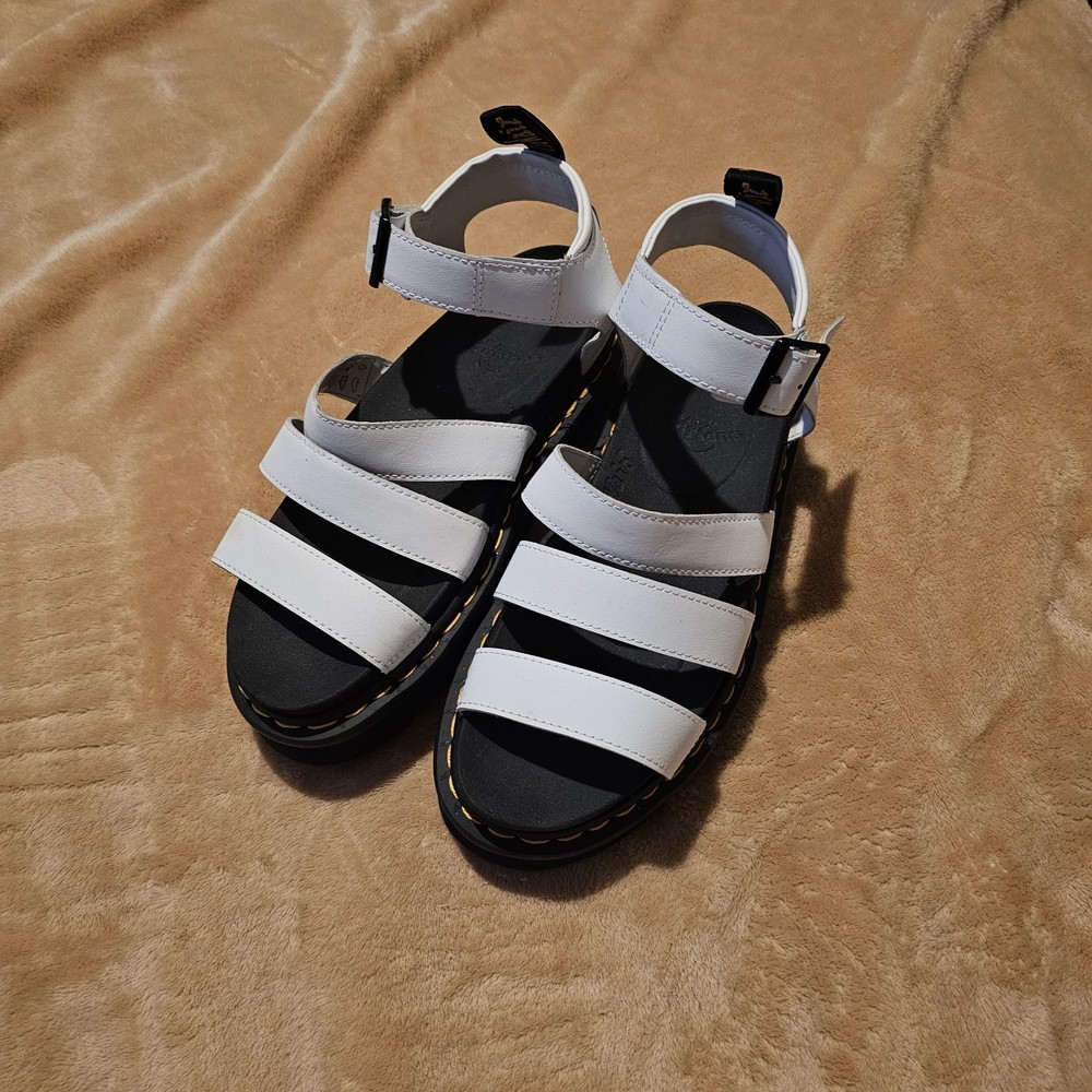 DR. MARTENS Doc Air Wair Soles Blaire Strappy White Sandals Women's Size 8