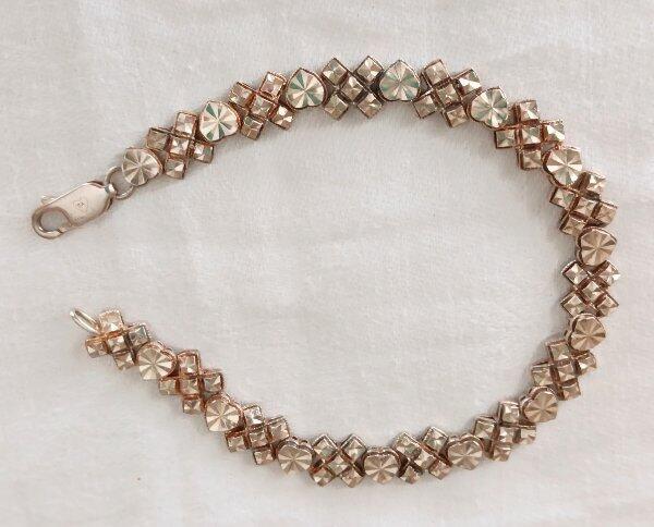 Beverly Hills Silver Sterling Bracelet Hearts X's Link 925 Signed R 8