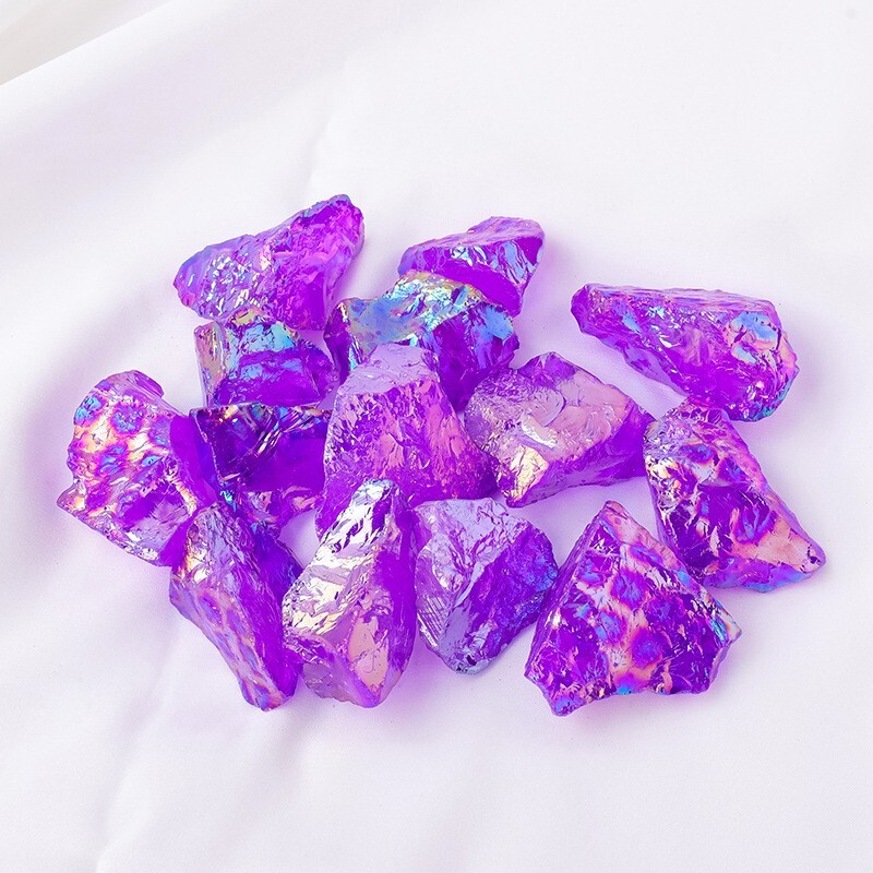 Raw Rough Electroplated Purple Stone Chunk Healing Mineral Rocks Gifts 100g