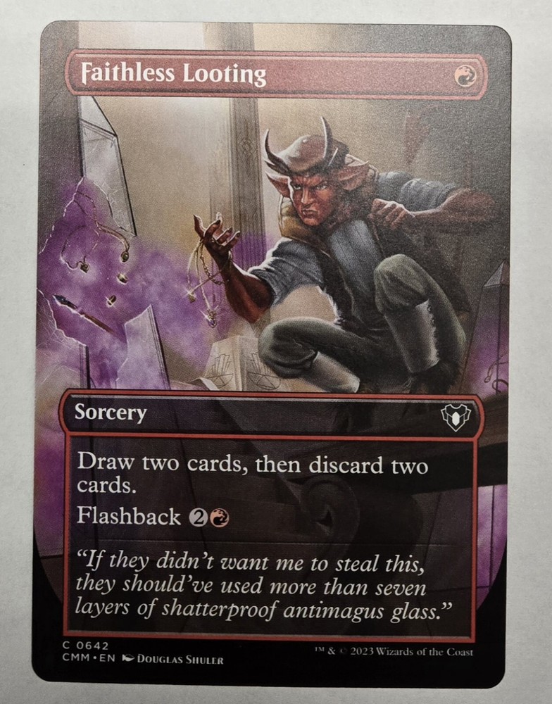 Faithless Looting (Borderless) Commander Masters Regular