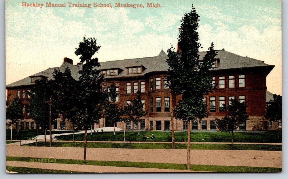 Muskegon Michigan~Hackley Manual Training School Exterior View~Vintage Postcard