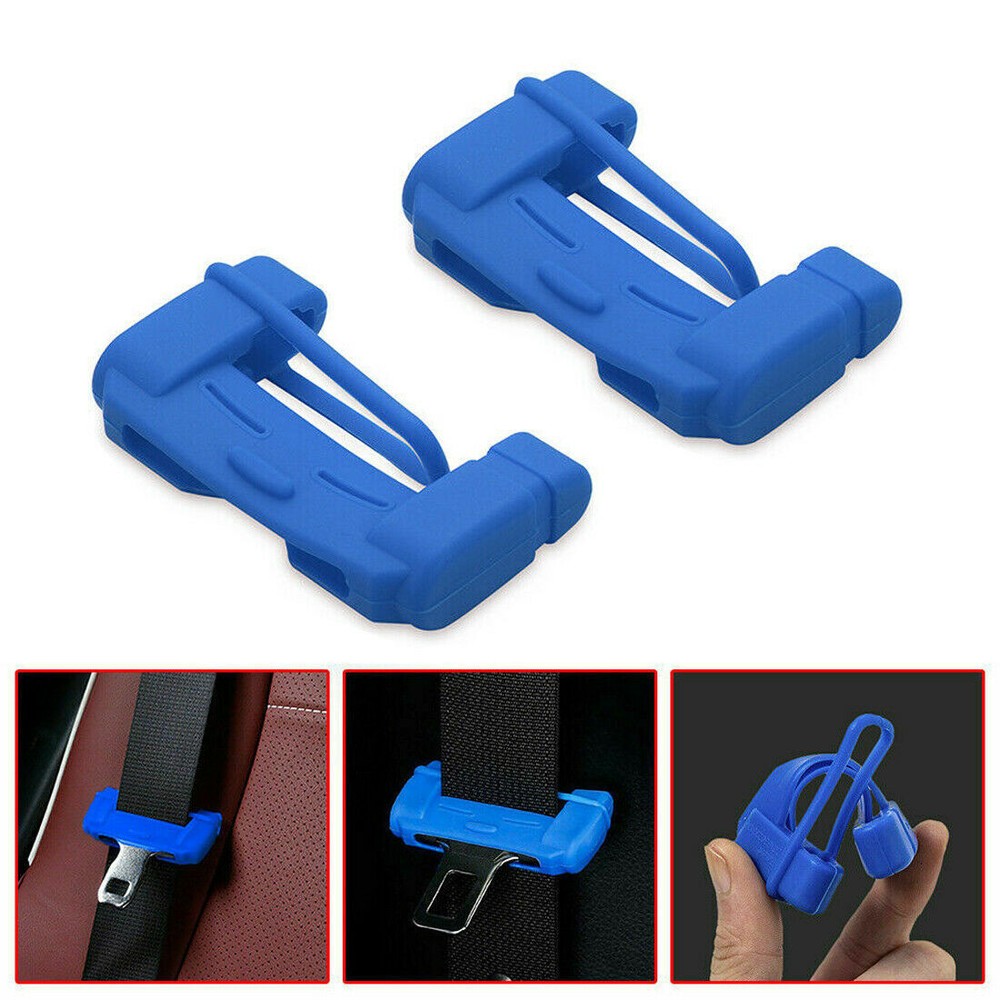 2x Car Seat Belt Buckle Clip Anti-Scratch Protector Cover Auto Accessories Blue