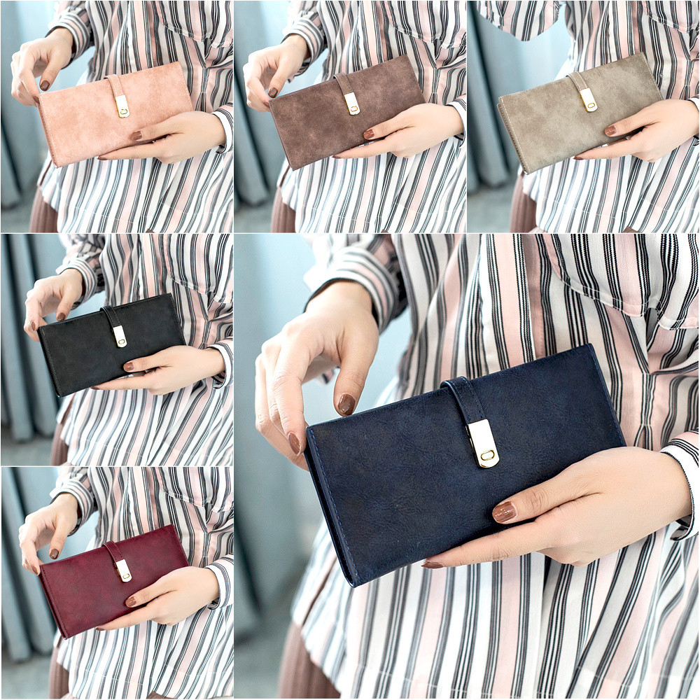 Womens Wallet Nubuck Leather Card Holder Phone Checkbook Organizer Coin Purse US