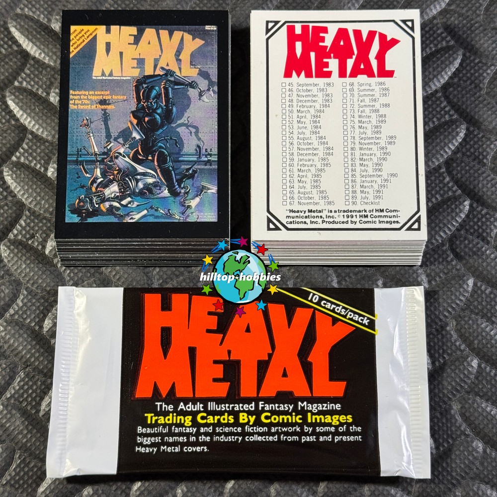 1991 Heavy Metal Complete 90-Card Trading Card Set with Wrapper