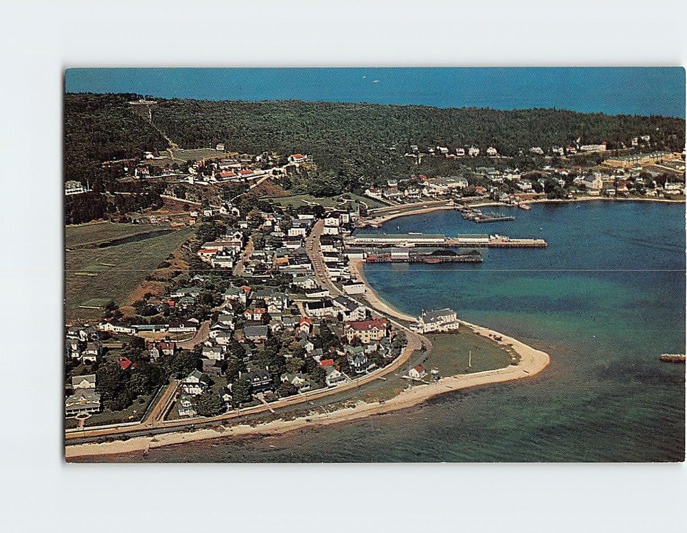 Postcard View of the harbor Mackinac Island Michigan USA