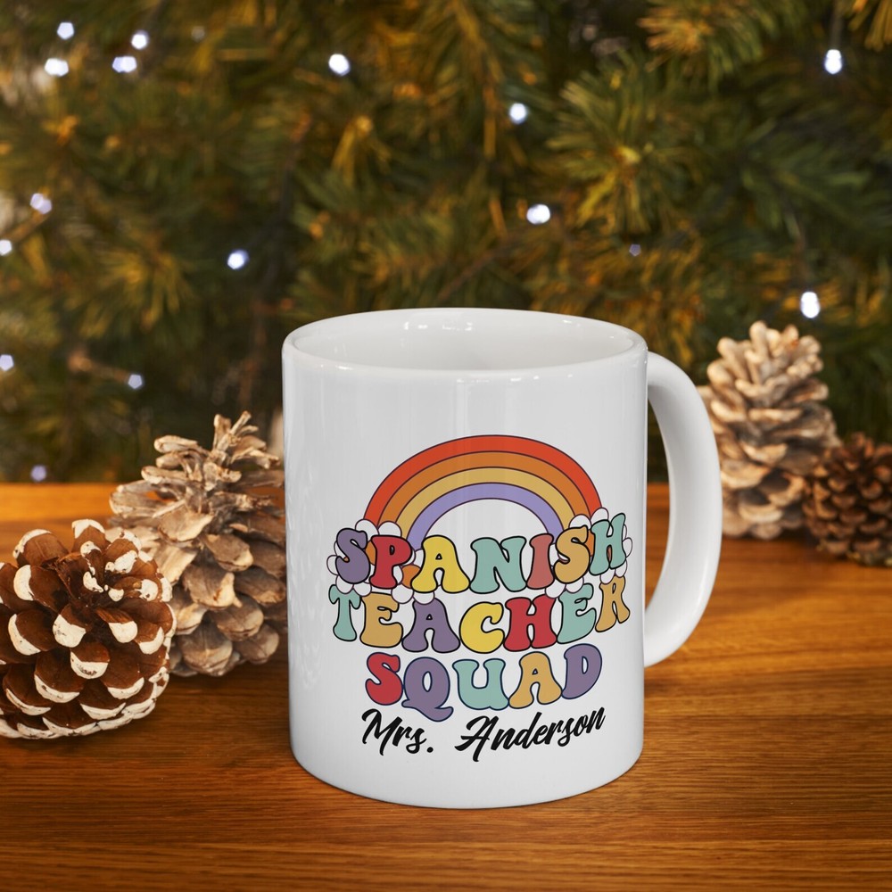 Personalized Spanish Teacher Team Squad Mug Custom Teacher Gifts Thank You