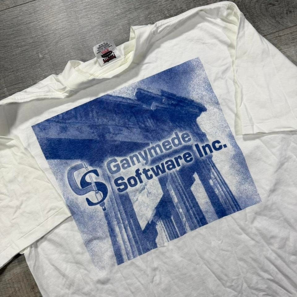 Vintage 90s single stitch, GANYNEDE software computers, tech T-shirt Size XL