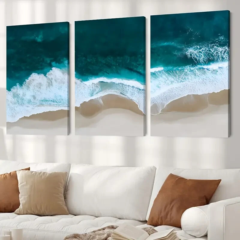 3pcs  Ocean Waves Wall Art Canvas Unframed