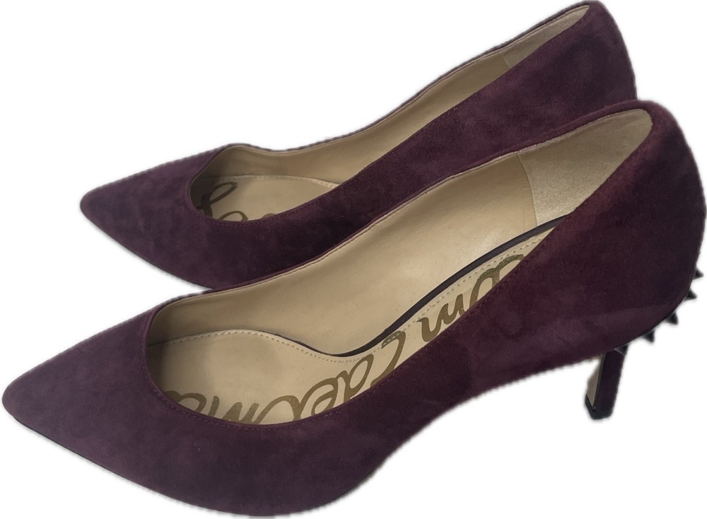 Sam Edelman Hazel Raspberry Wine Studded Pointy Toe Pump Size 7.5