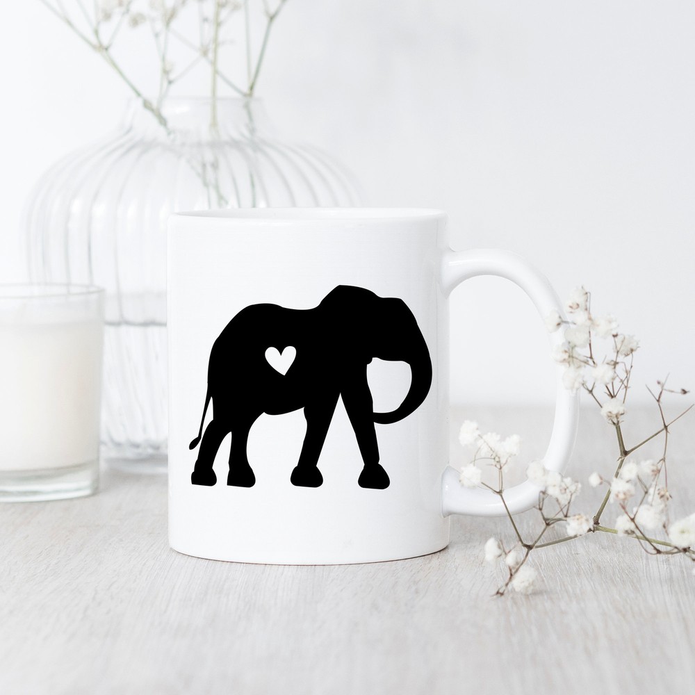 Elephant Heart Mug Elephant Mug Elephant Gift Elephant Lover Mug Cute Elephant