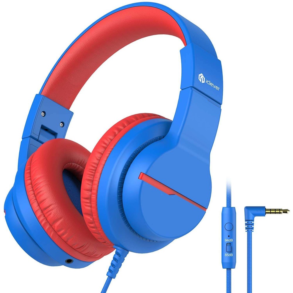 iClever Kids Headphones for School Travel with Safe Volume HD Mic Stereo Sound