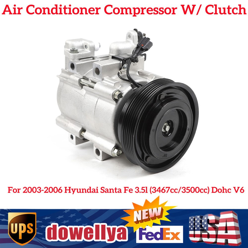 For Hyundai Santa Fe 3.5L 2003-2006 A/C Air Conditioner Compressor W/ Clutch
