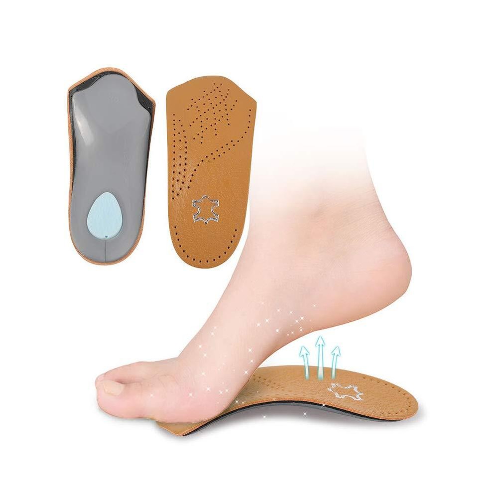 3/4 Leather Orthotic Inserts with Metatarsal Pad Arch Support Insoles Shoe an...