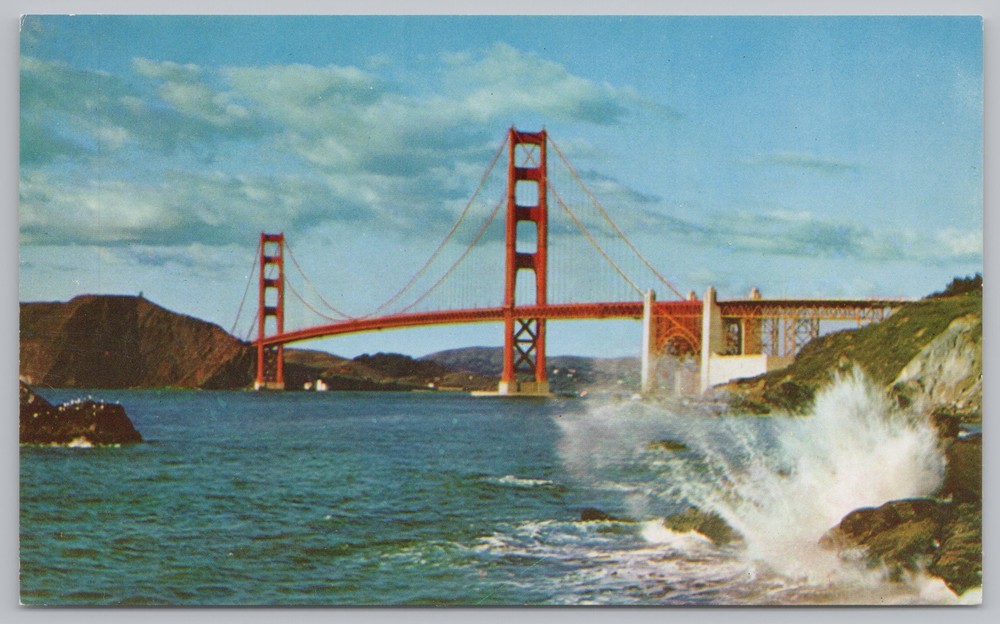 State View~Panorama Golden Gate Bridge San Francisco~Vintage Postcard